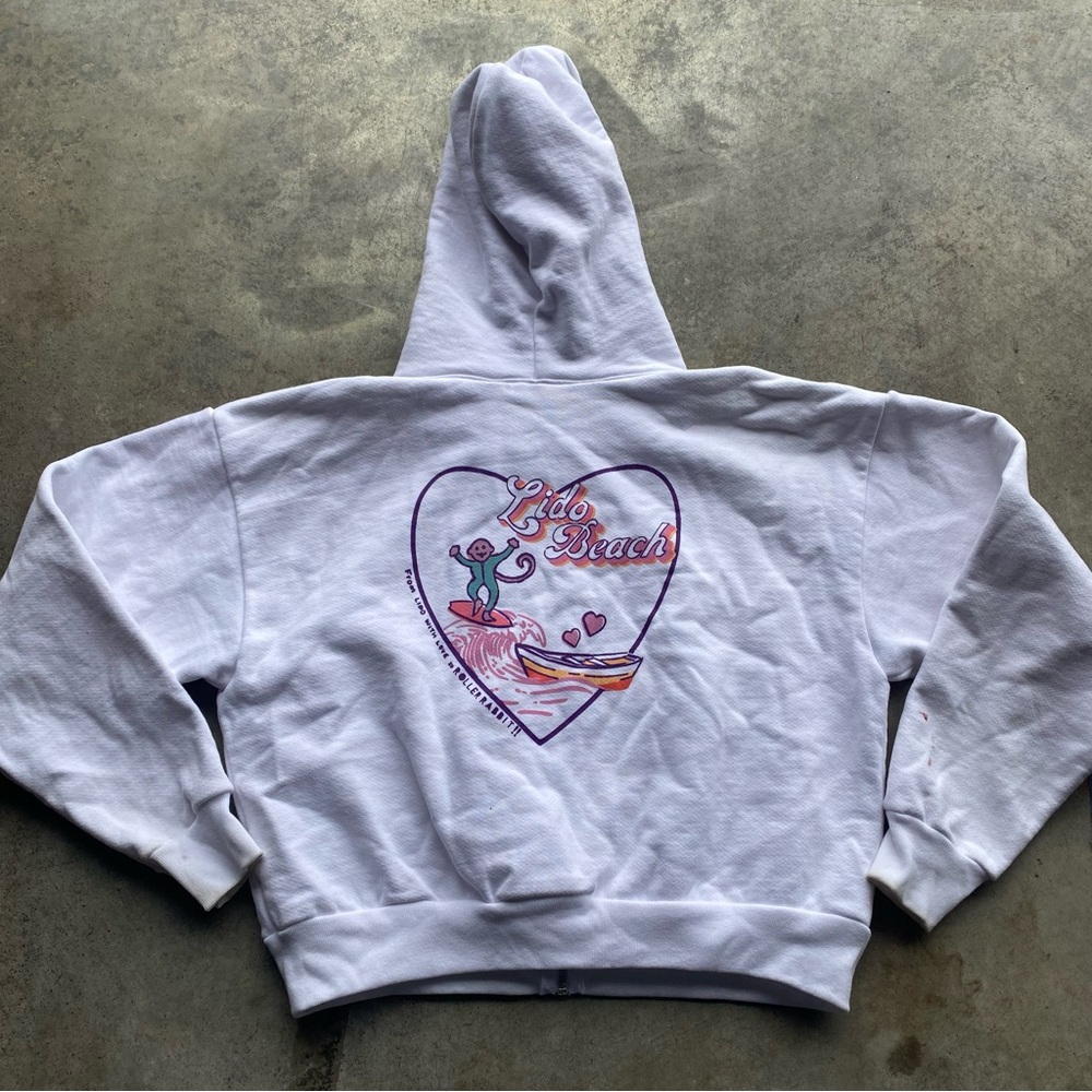 Roller Rabbit White Zip-Up Hoodie with Pink Design - Picture 2 of 9